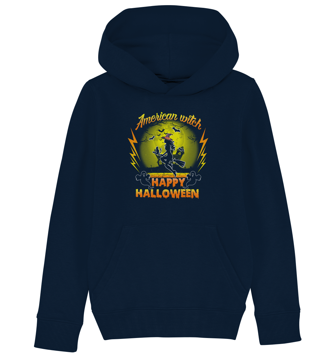 American Witch (Gelb) - Kids Organic Hoodie