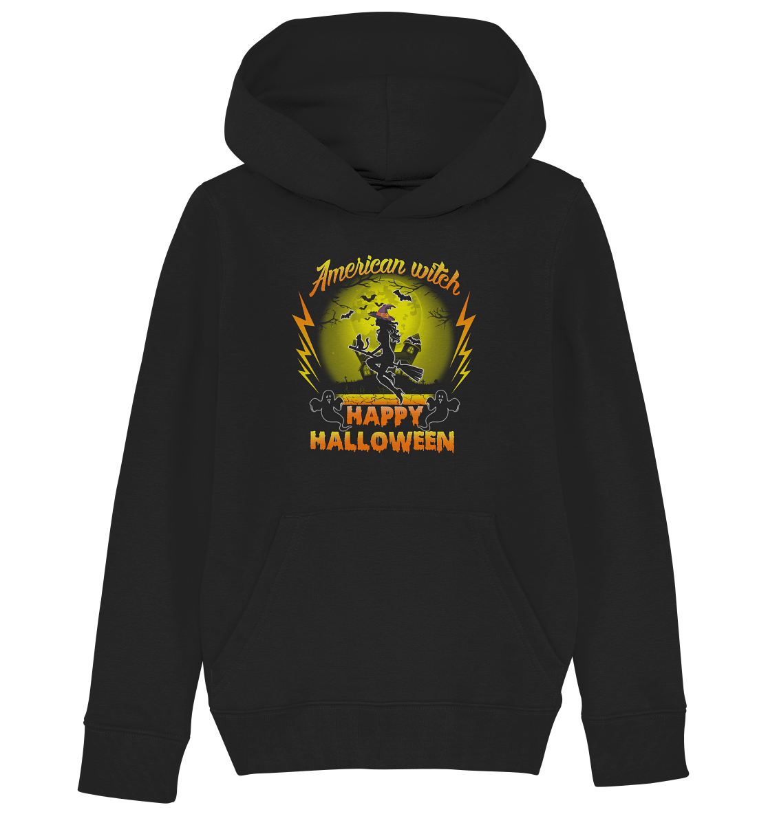 American Witch (Gelb) - Kids Organic Hoodie