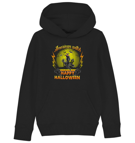 American Witch (Gelb) - Kids Organic Hoodie