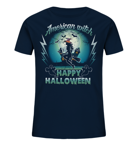American Witch (Blau) - Kids Organic Shirt