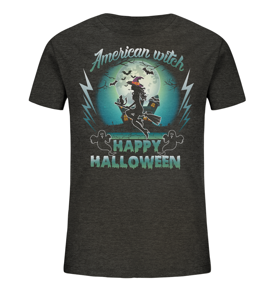 American Witch (Blau) - Kids Organic Shirt
