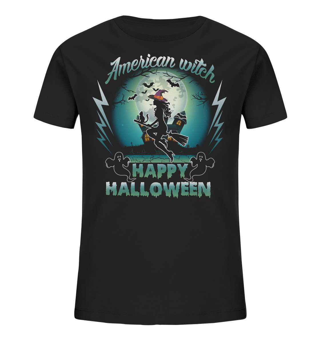 American Witch (Blau) - Kids Organic Shirt