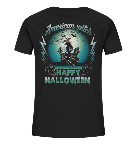 American Witch (Blau) - Kids Organic Shirt