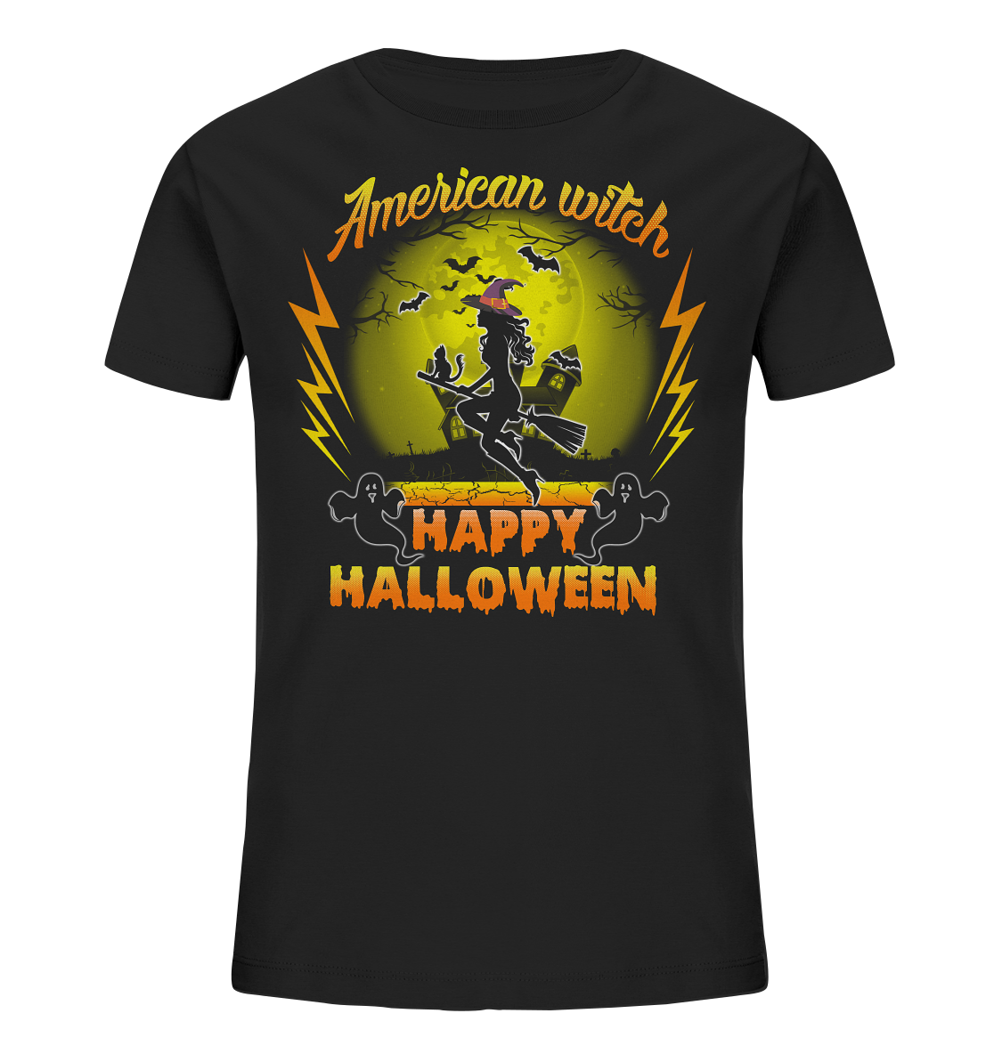 American Witch (Gelb) - Kids Organic Shirt