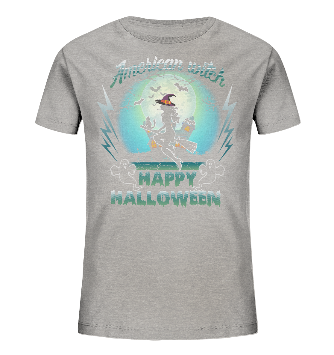 American Witch (Blau) - Kids Organic Shirt