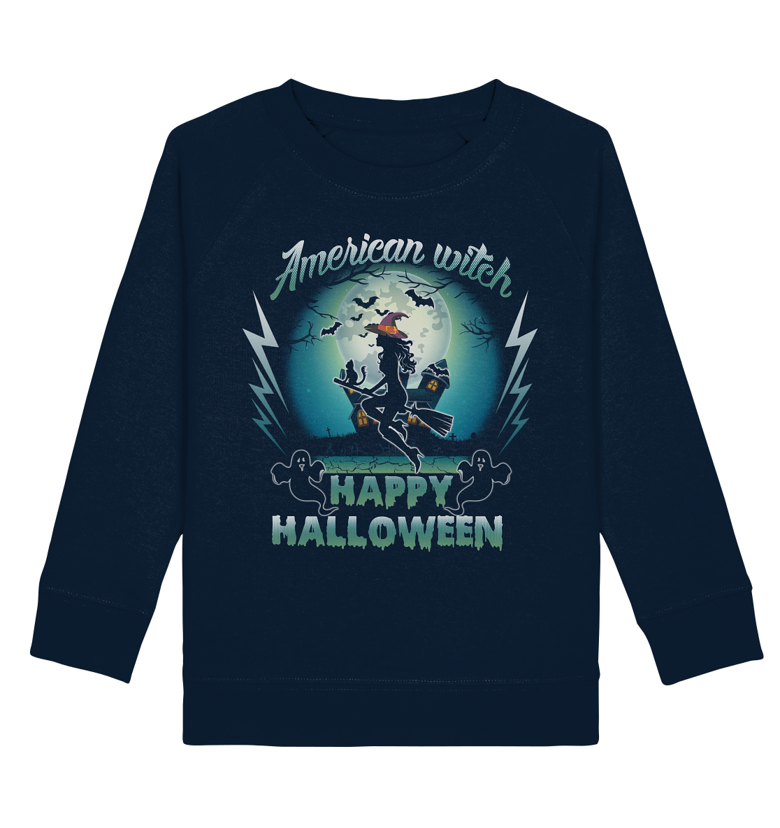 American Witch (Blau) - Kids Organic Sweatshirt