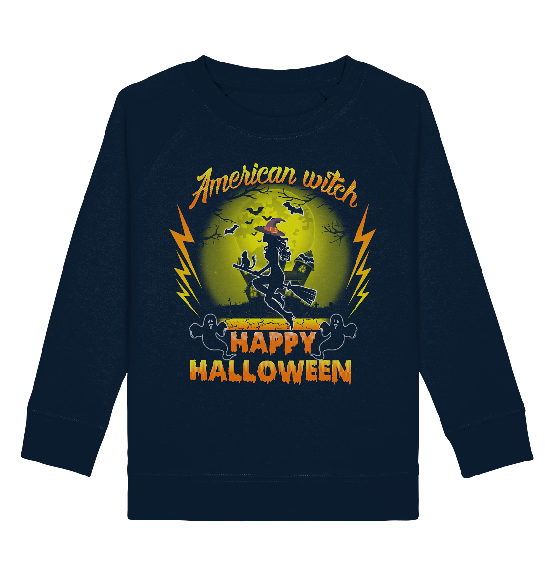 American Witch (Gelb) - Kids Organic Sweatshirt