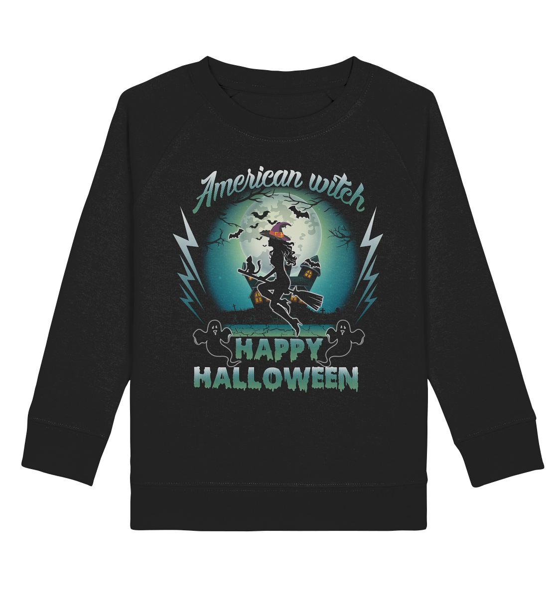American Witch (Blau) - Kids Organic Sweatshirt