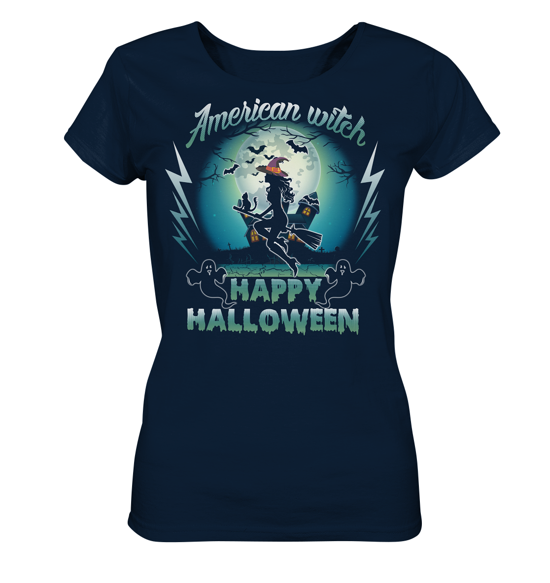 American Witch (Blau) - Ladies Organic Shirt