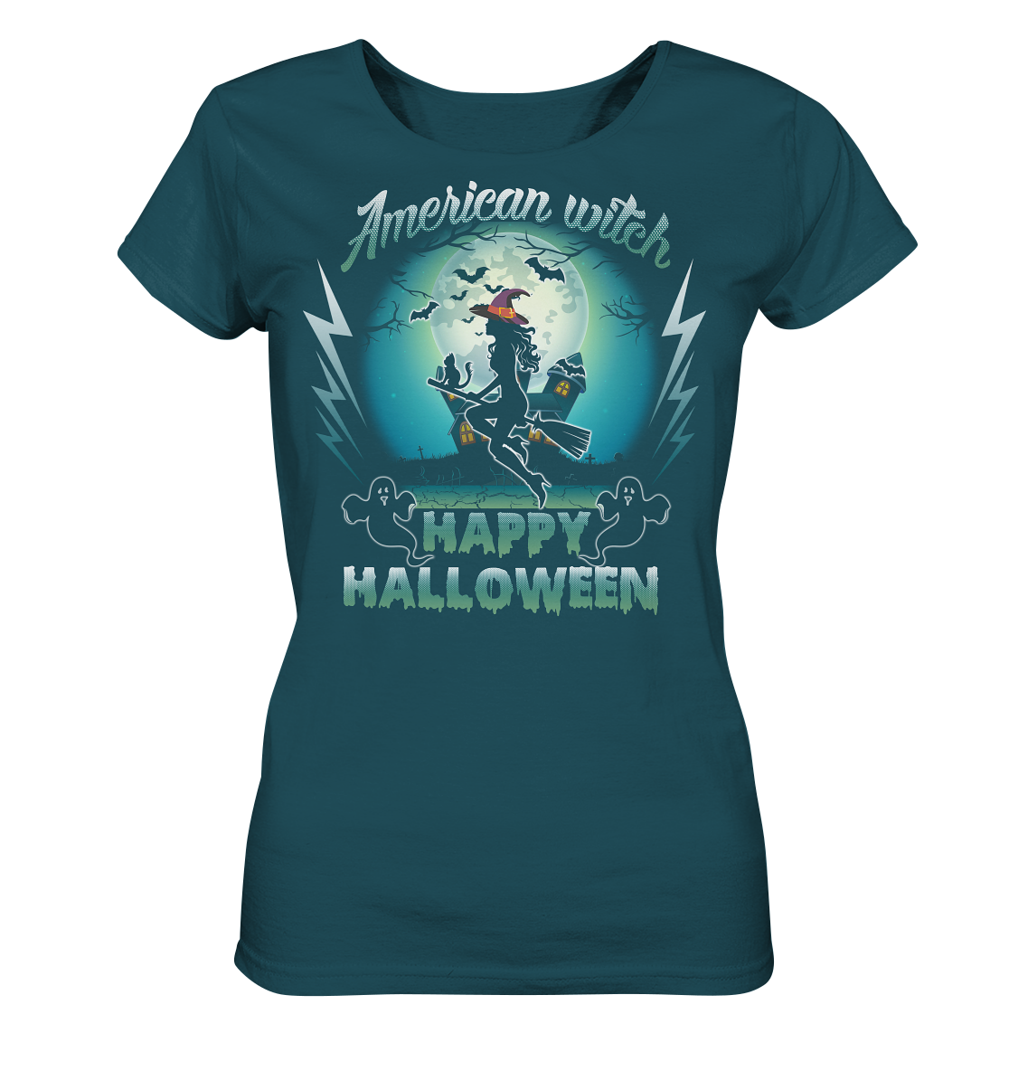 American Witch (Blau) - Ladies Organic Shirt