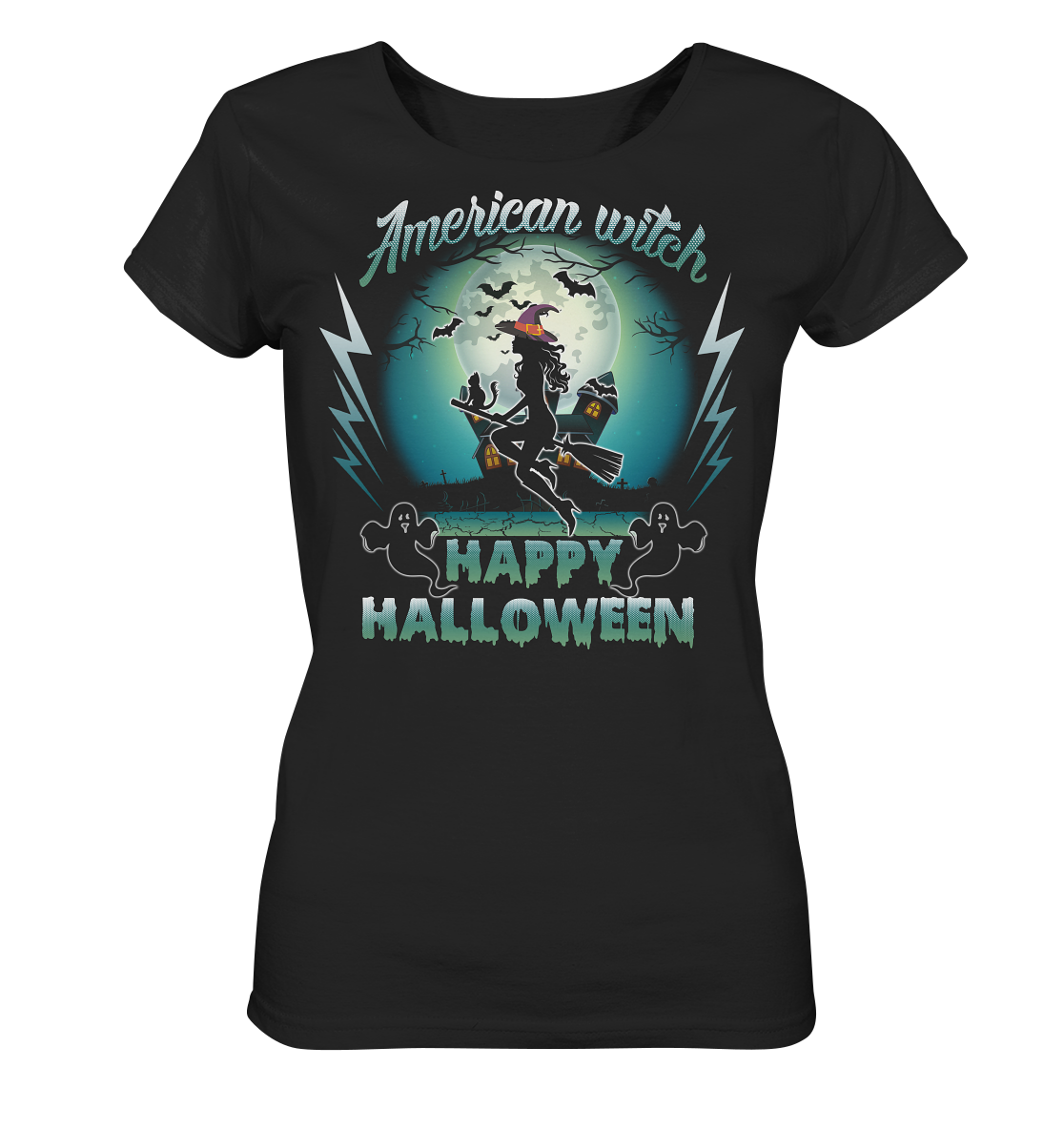 American Witch (Blau) - Ladies Organic Shirt