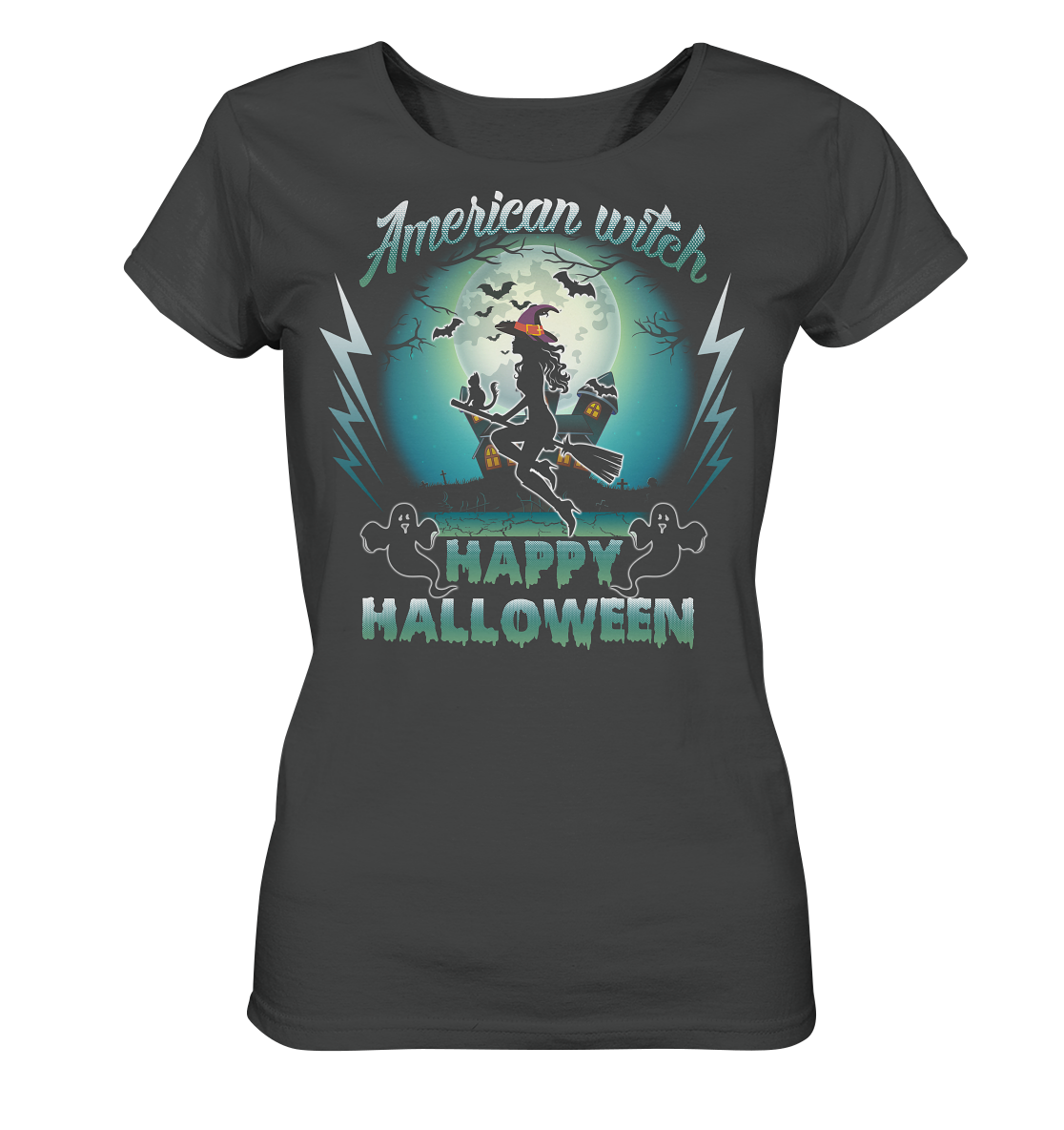 American Witch (Blau) - Ladies Organic Shirt