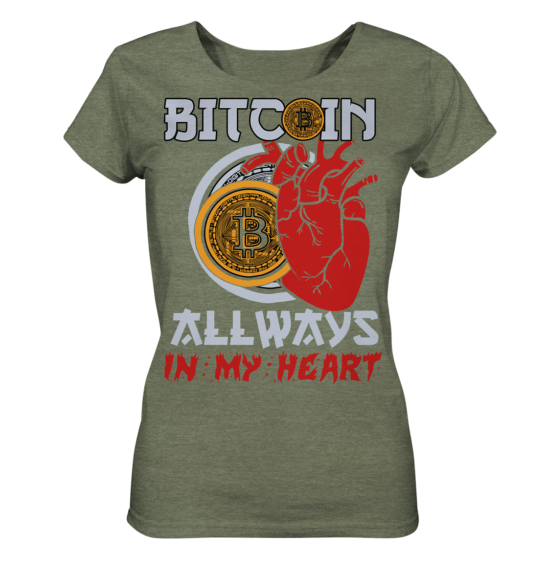 Bitcoin Allways in my Heart - Ladies Organic Shirt (meliert)