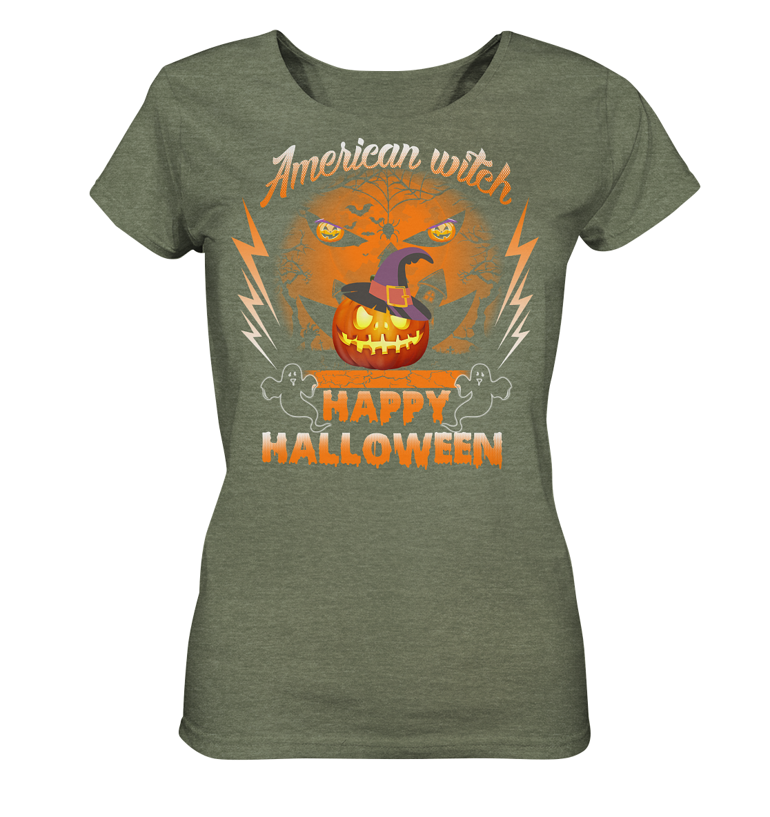 American Witch (Kürbis) - Ladies Organic Shirt (meliert)