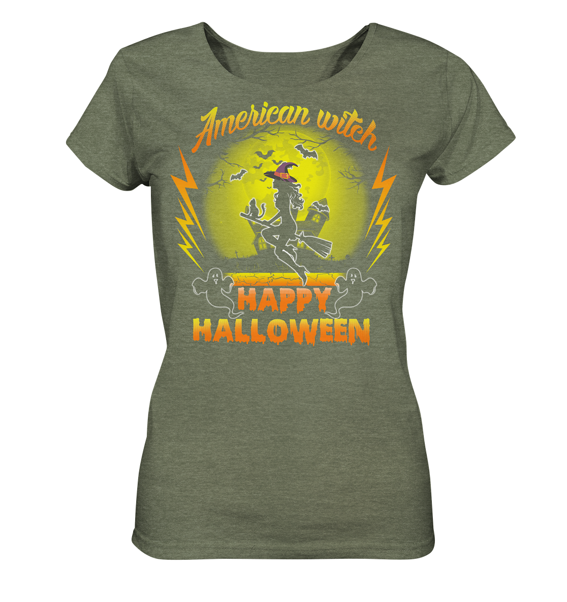 American Witch (Gelb) - Ladies Organic Shirt (meliert)