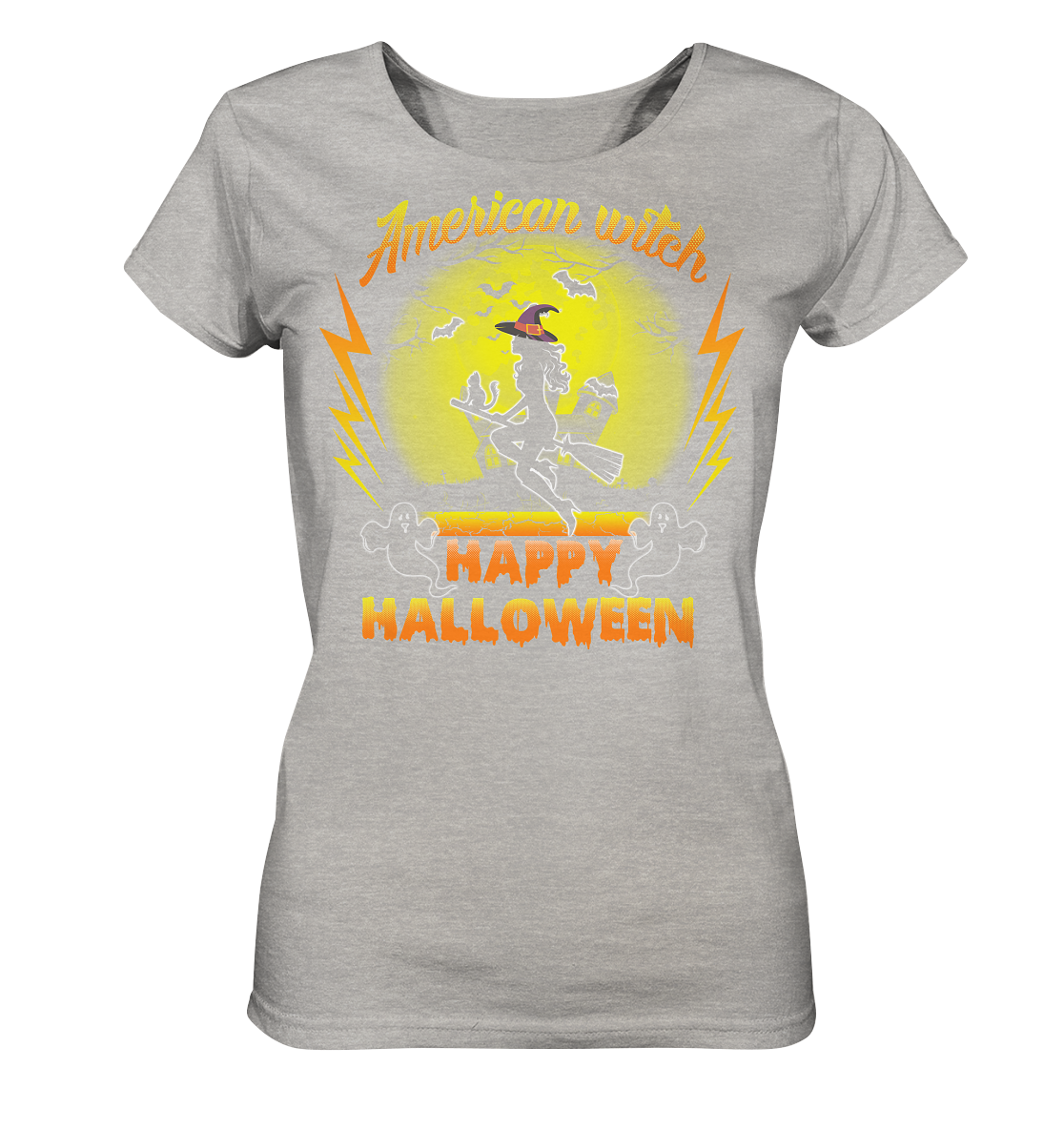 American Witch (Gelb) - Ladies Organic Shirt (meliert)