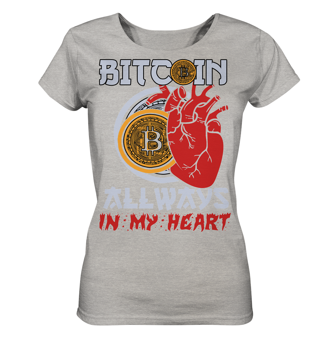 Bitcoin Allways in my Heart - Ladies Organic Shirt (meliert)