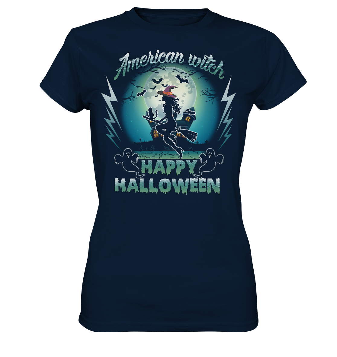 American Witch (Blau) - Ladies Premium Shirt