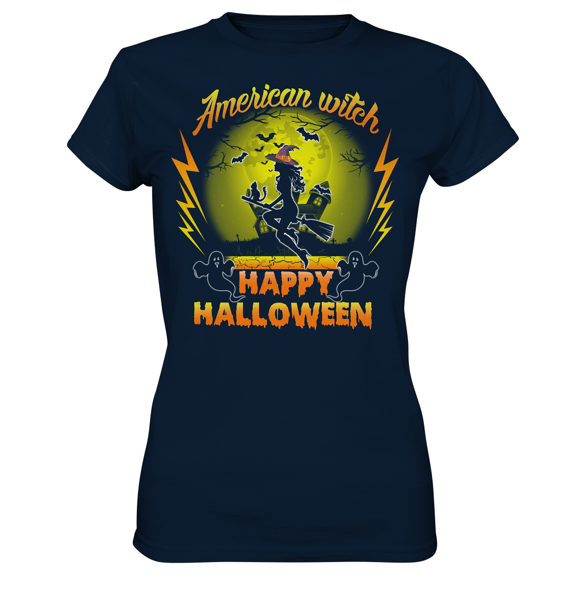 American Witch (Gelb) - Ladies Premium Shirt
