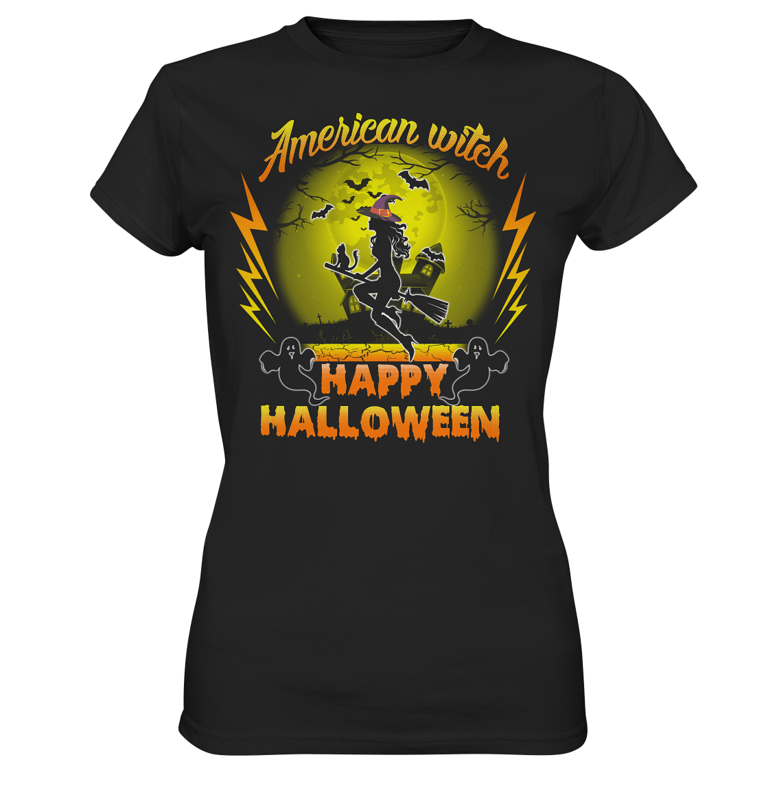 American Witch (Gelb) - Ladies Premium Shirt