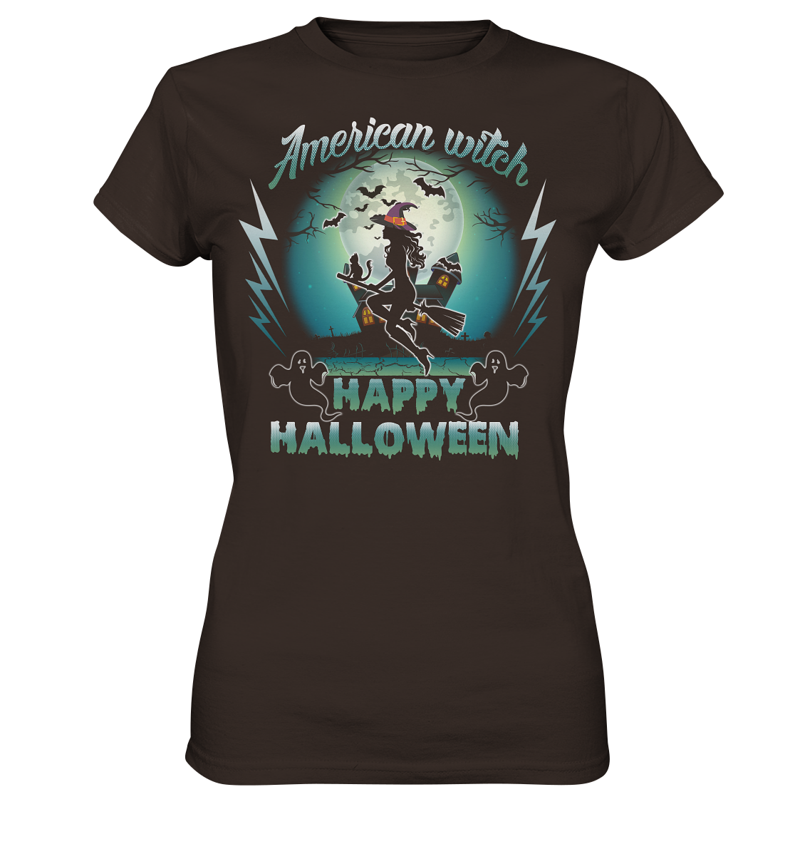 American Witch (Blau) - Ladies Premium Shirt
