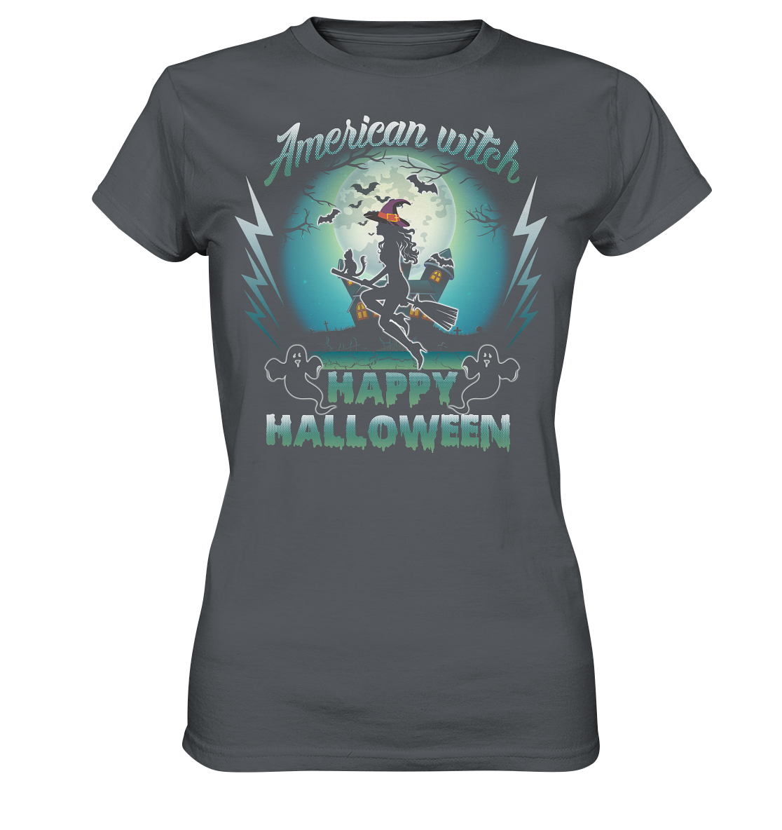 American Witch (Blau) - Ladies Premium Shirt