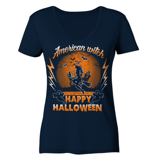American Witch (Orange) - Ladies V-Neck Shirt