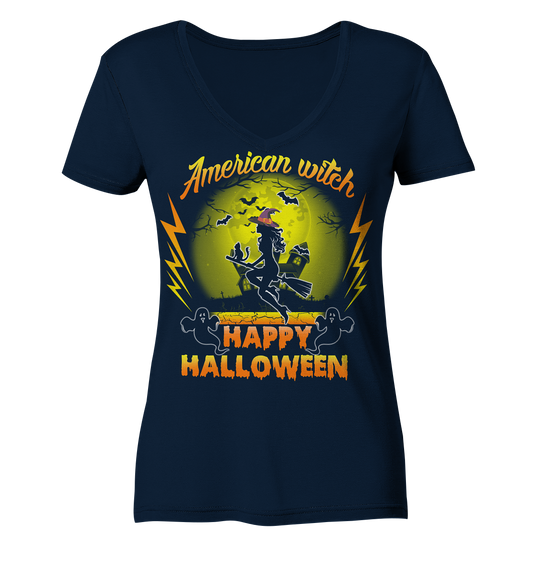 American Witch (Gelb) - Ladies V-Neck Shirt
