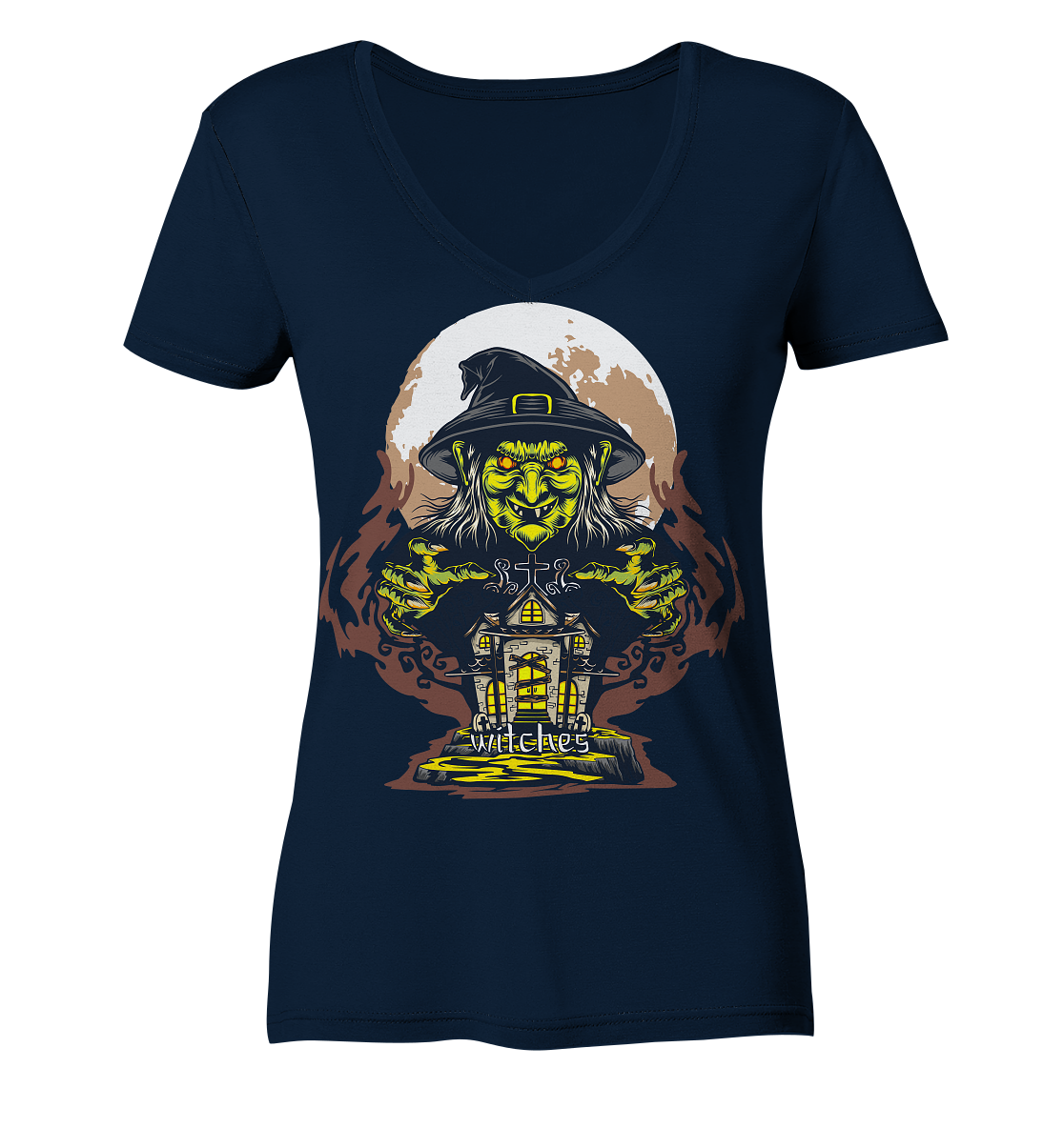 Halloween Illustration 10 - Ladies V-Neck Shirt