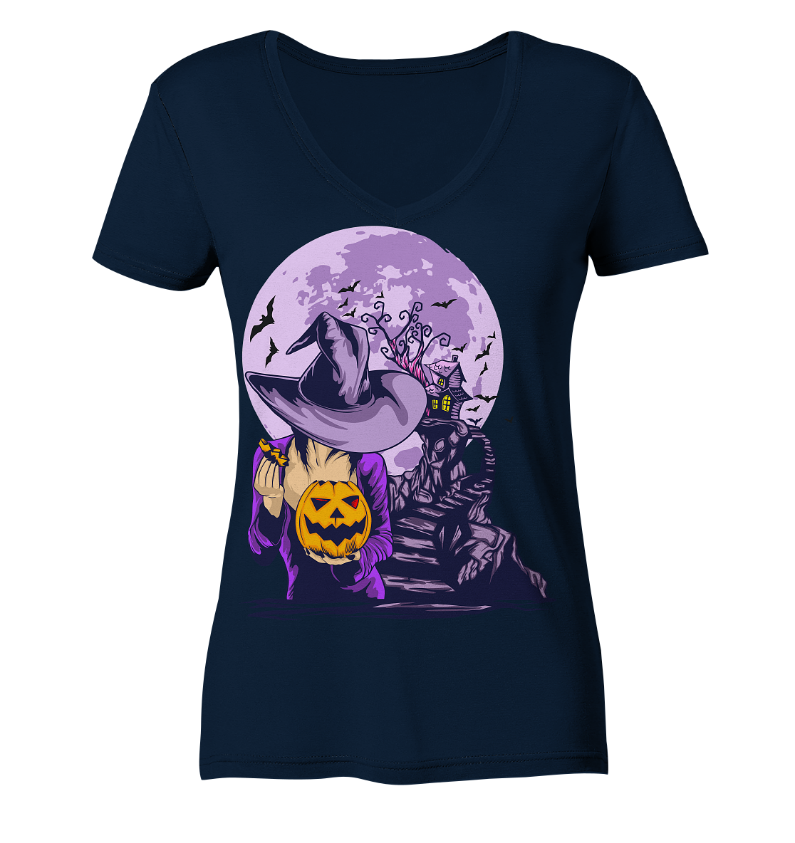 Halloween Illustration 8 - Ladies V-Neck Shirt
