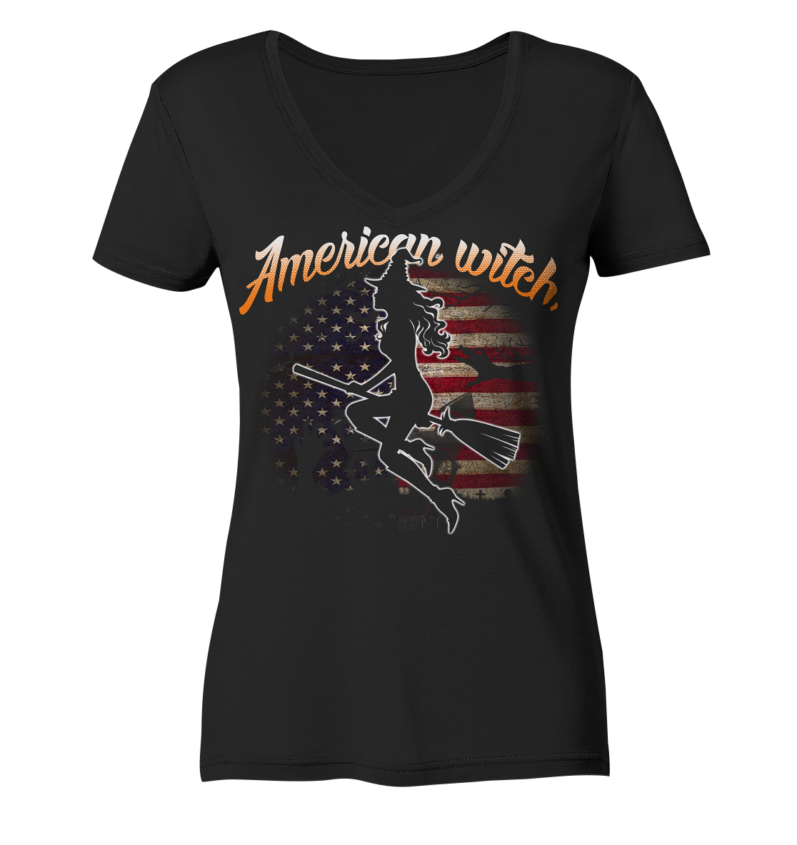 American Witch (Flagge) - Ladies V-Neck Shirt