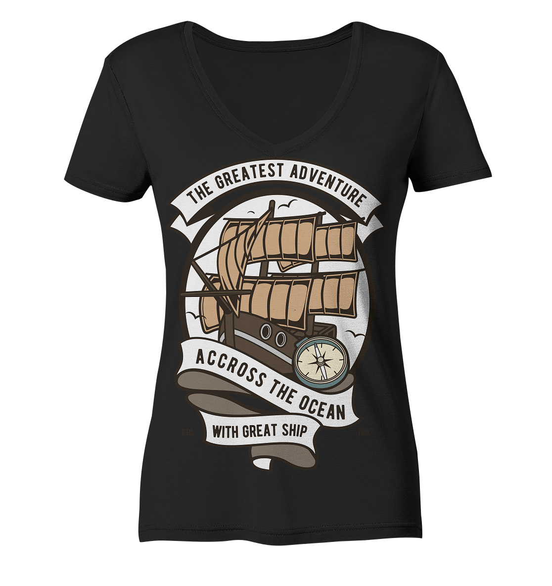 Accross The Ocean - Ladies V-Neck Shirt