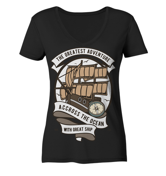 Accross The Ocean - Ladies V-Neck Shirt