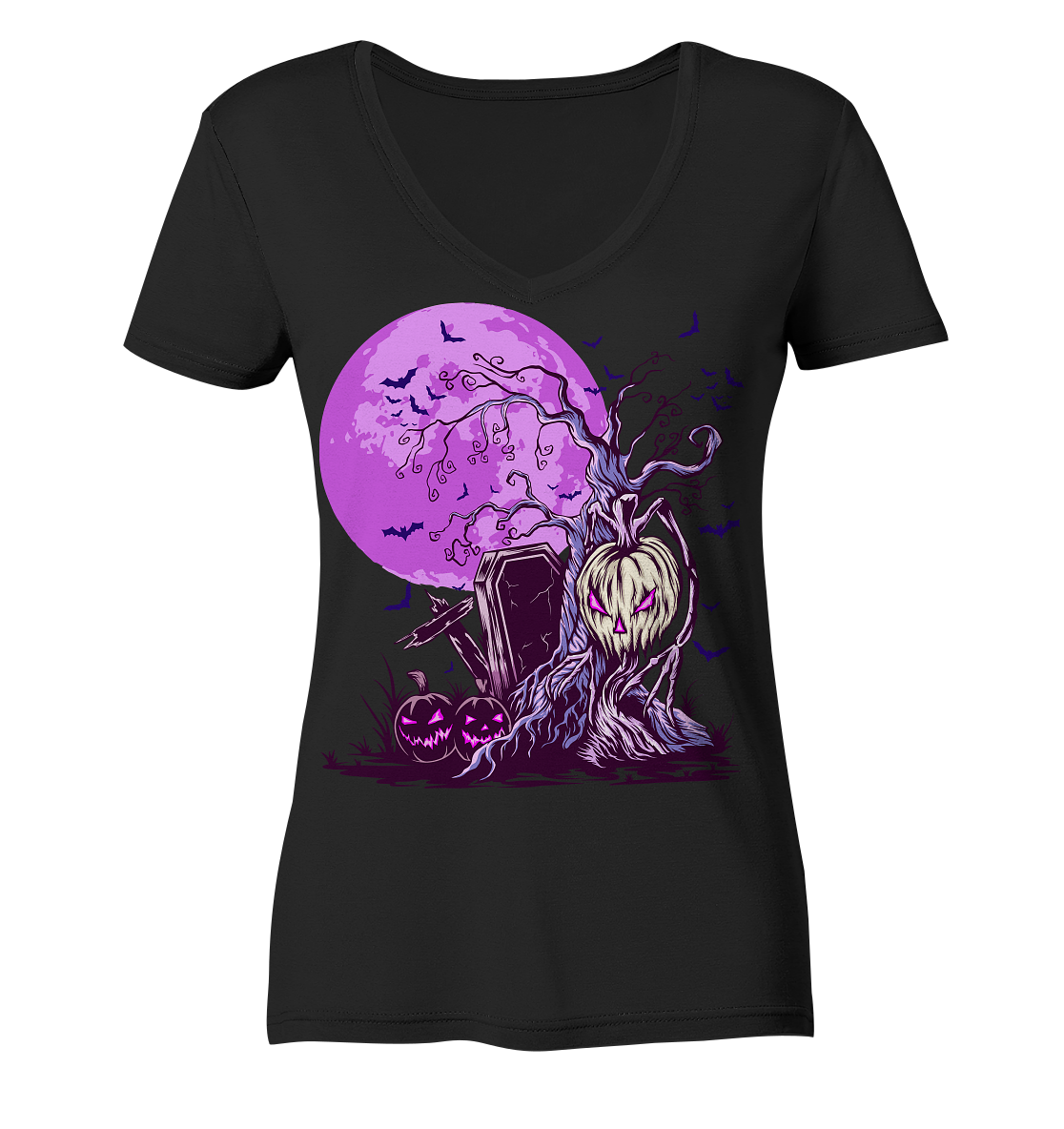 Halloween Illustration 6 - Ladies V-Neck Shirt