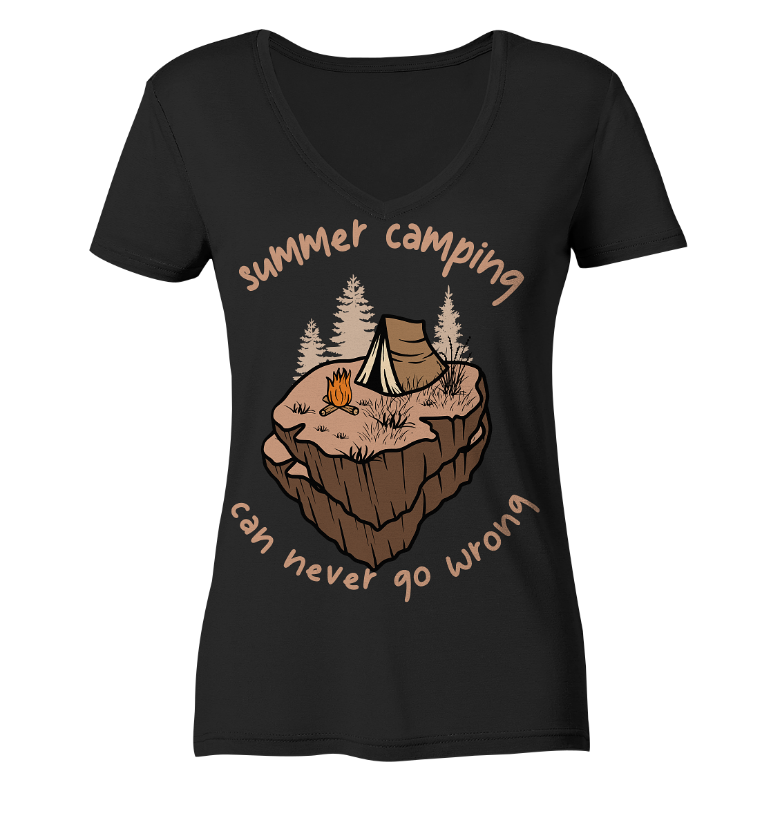 Summer Camping Can Never Go Wrong - Ladies V-Neck Shirt