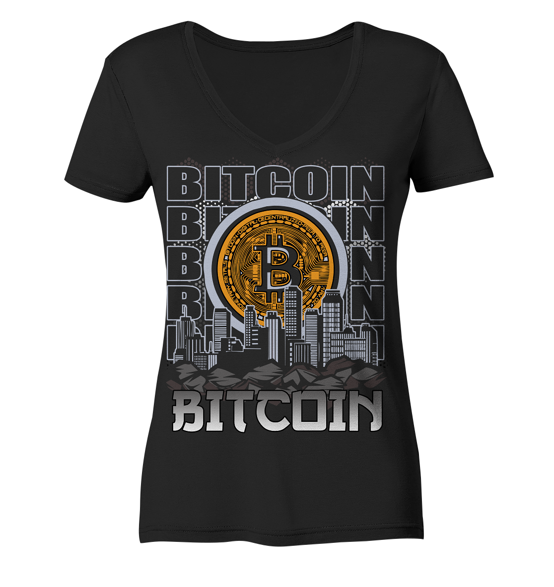 Bitcoin Town - Ladies V-Neck Shirt