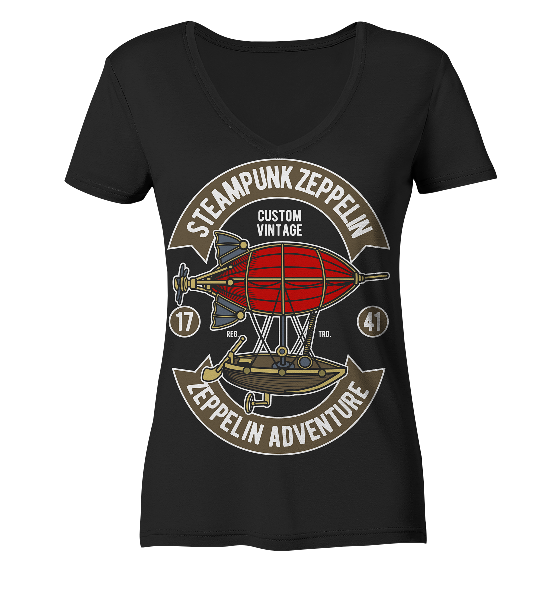 Steampunk Zeppelin - Ladies V-Neck Shirt