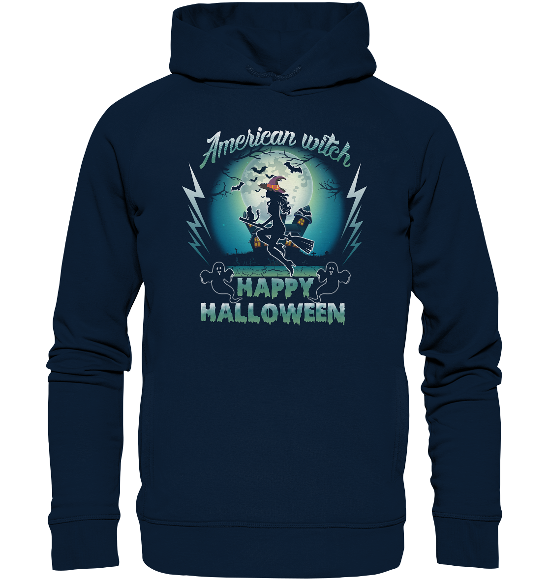 American Witch (Blau) - Organic Fashion Hoodie