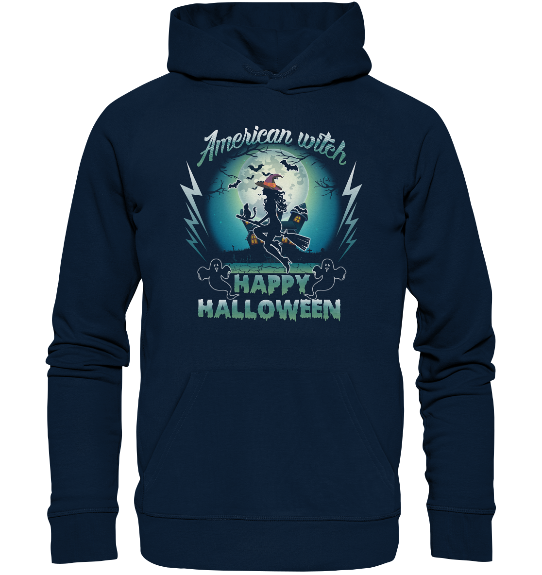 American Witch (Blau) - Organic Hoodie