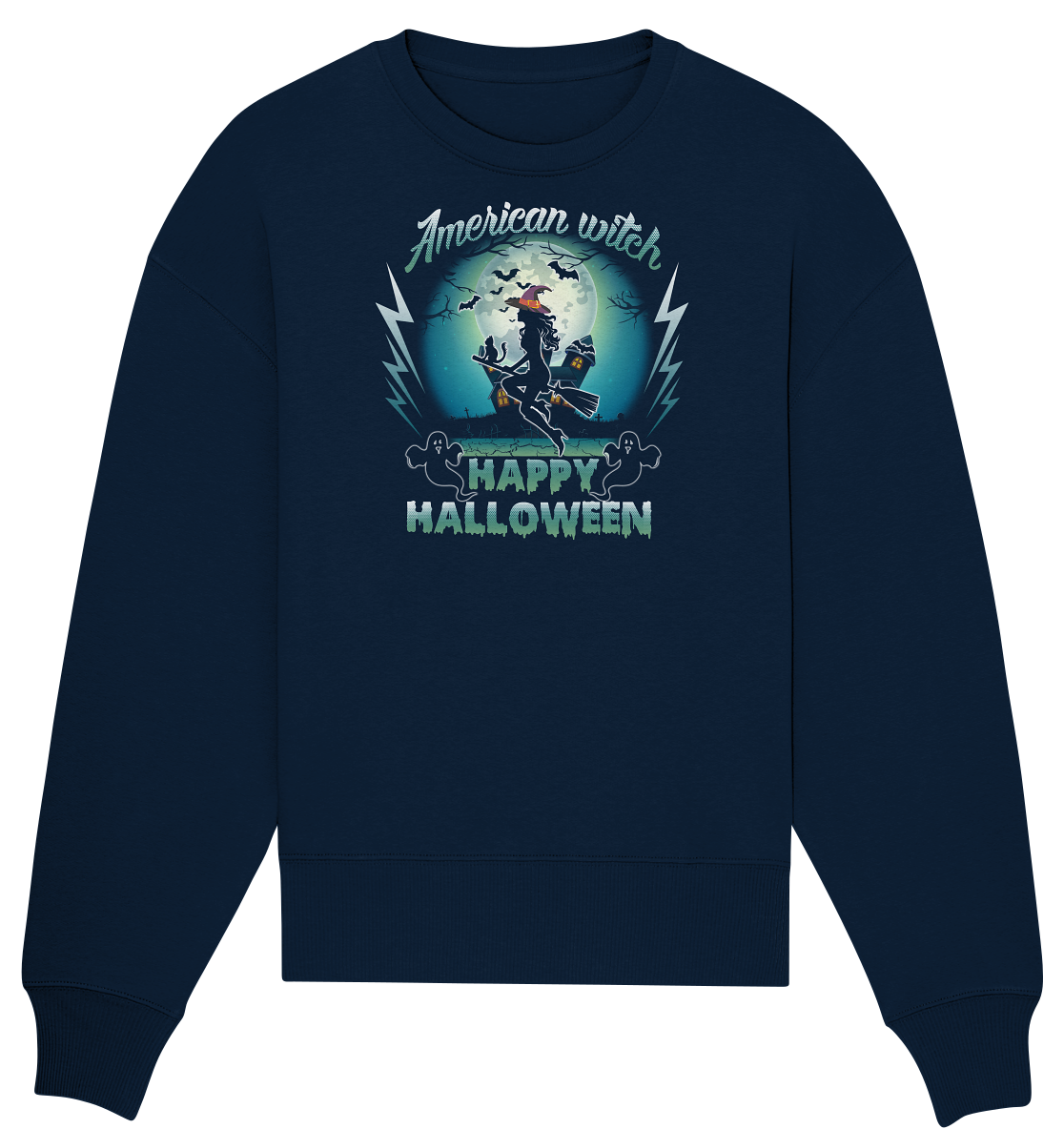 American Witch (Blau) - Organic Oversize Sweatshirt