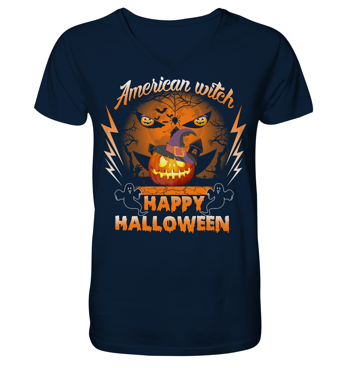 American Witch (Kürbis) - V-Neck Shirt