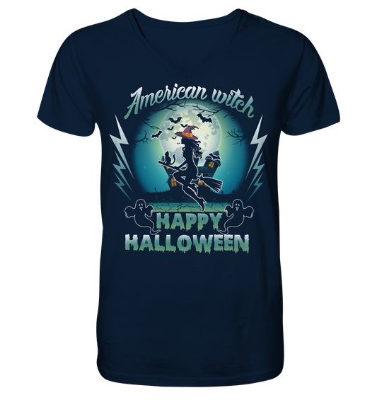 American Witch (Blau) - V-Neck Shirt