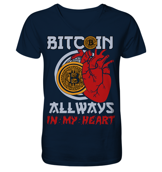 Bitcoin Allways in my Heart - V-Neck Shirt