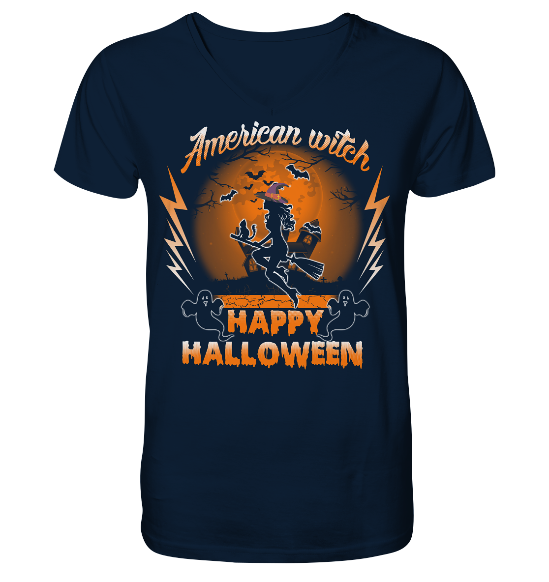 American Witch (Orange) - V-Neck Shirt