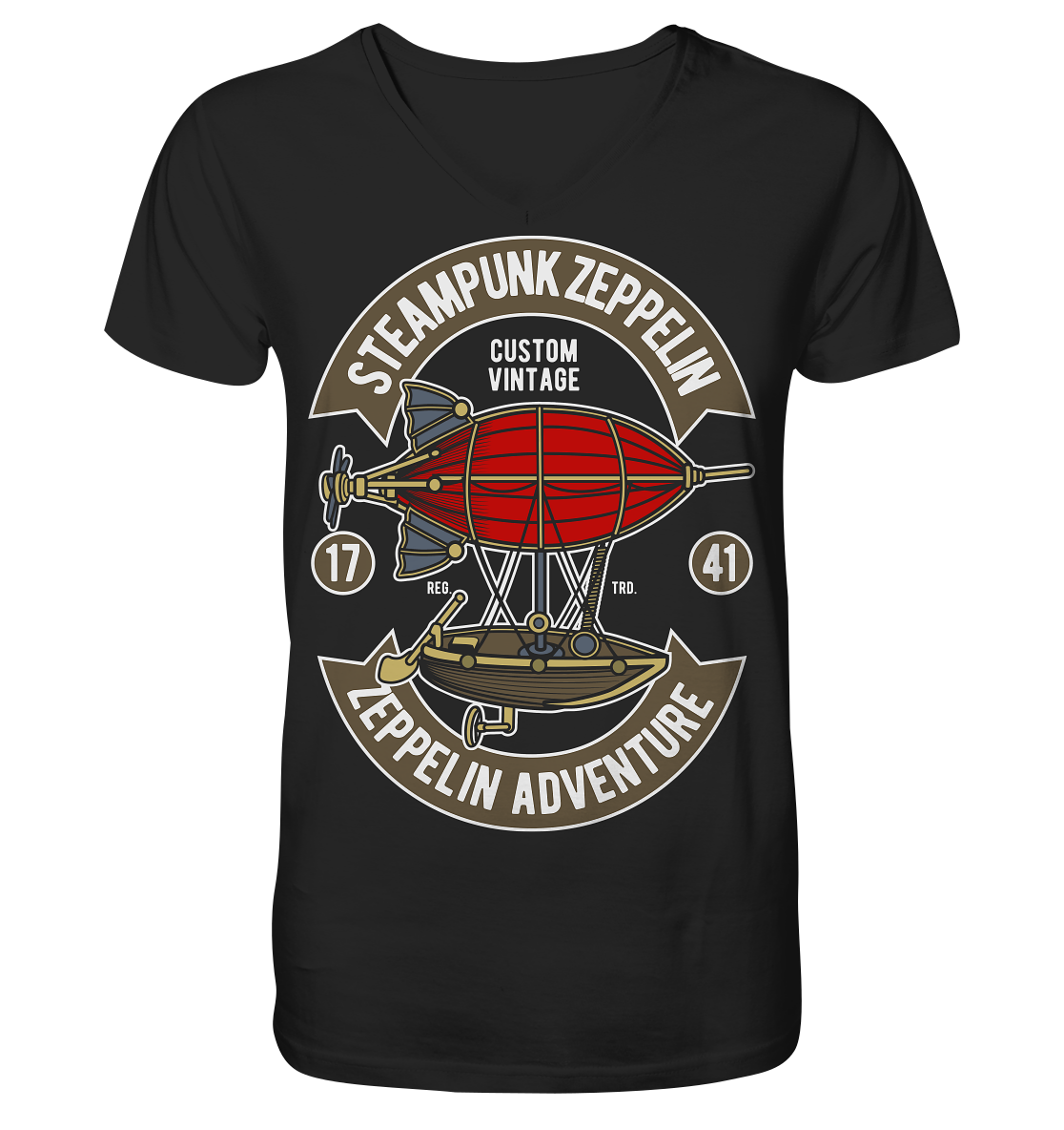 Steampunk Zeppelin - V-Neck Shirt