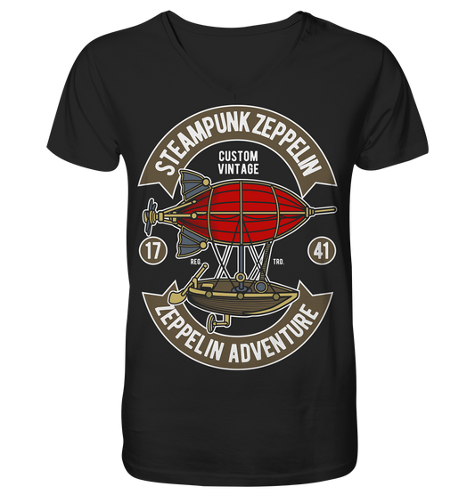 Steampunk Zeppelin - V-Neck Shirt