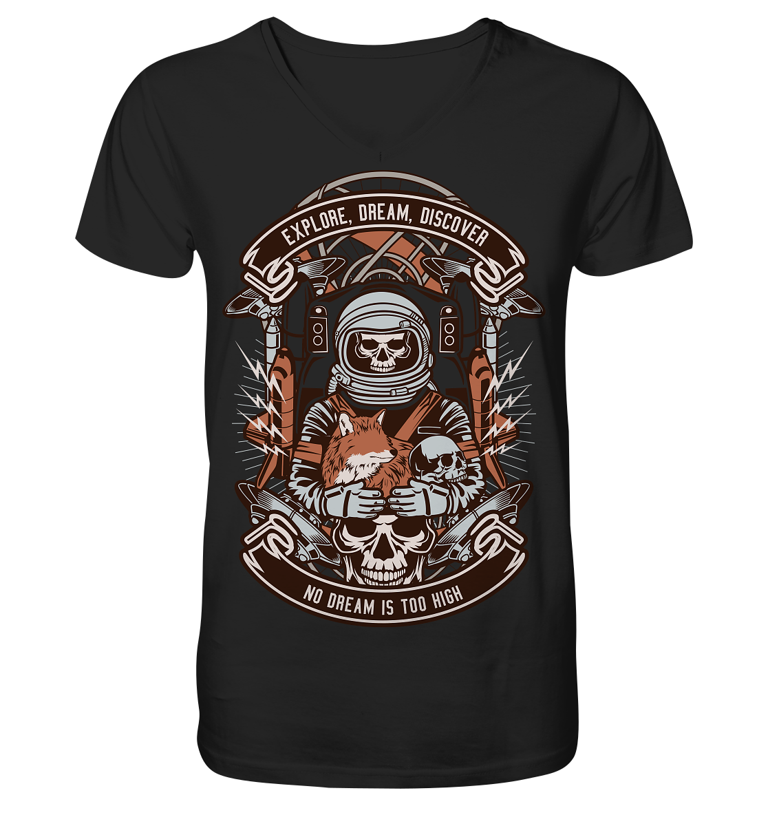 Astronaut Skull - V-Neck Shirt