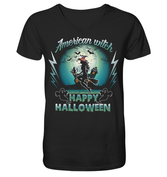 American Witch (Blau) - V-Neck Shirt