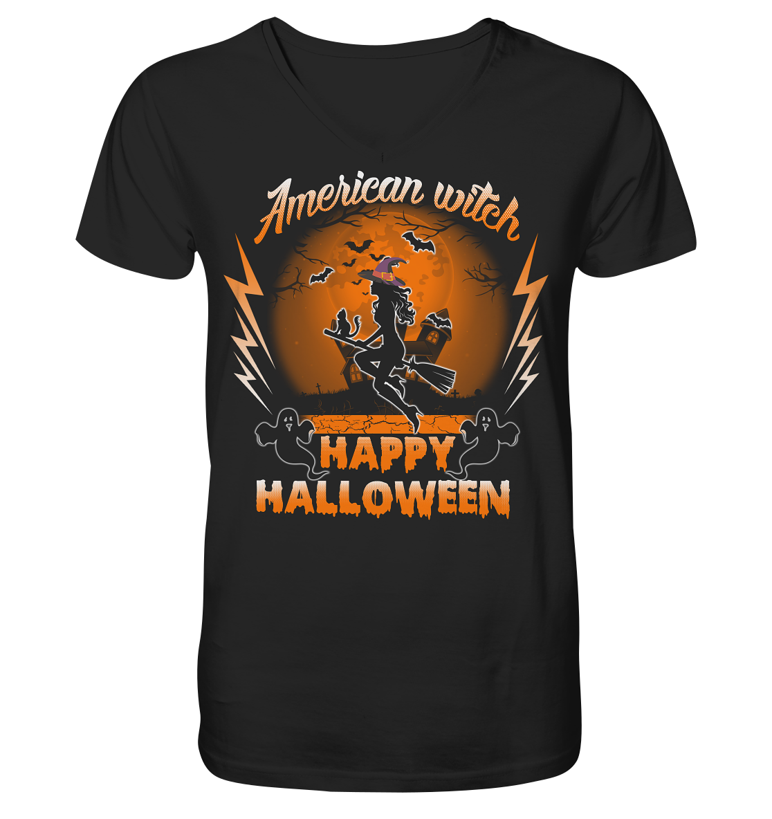 American Witch (Orange) - V-Neck Shirt
