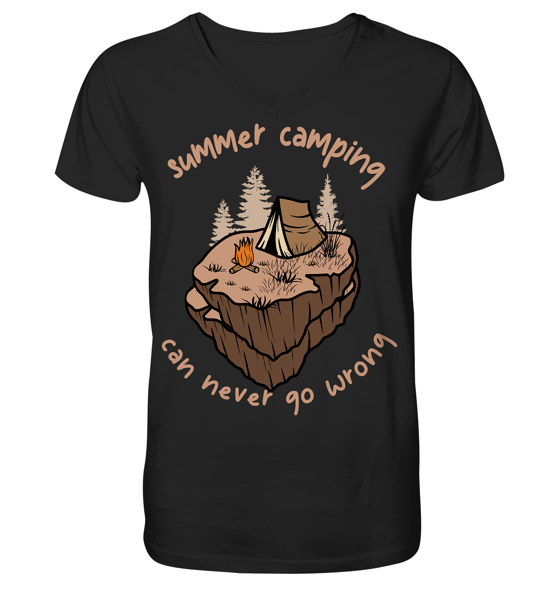 Summer Camping Can Never Go Wrong - V-Neck Shirt